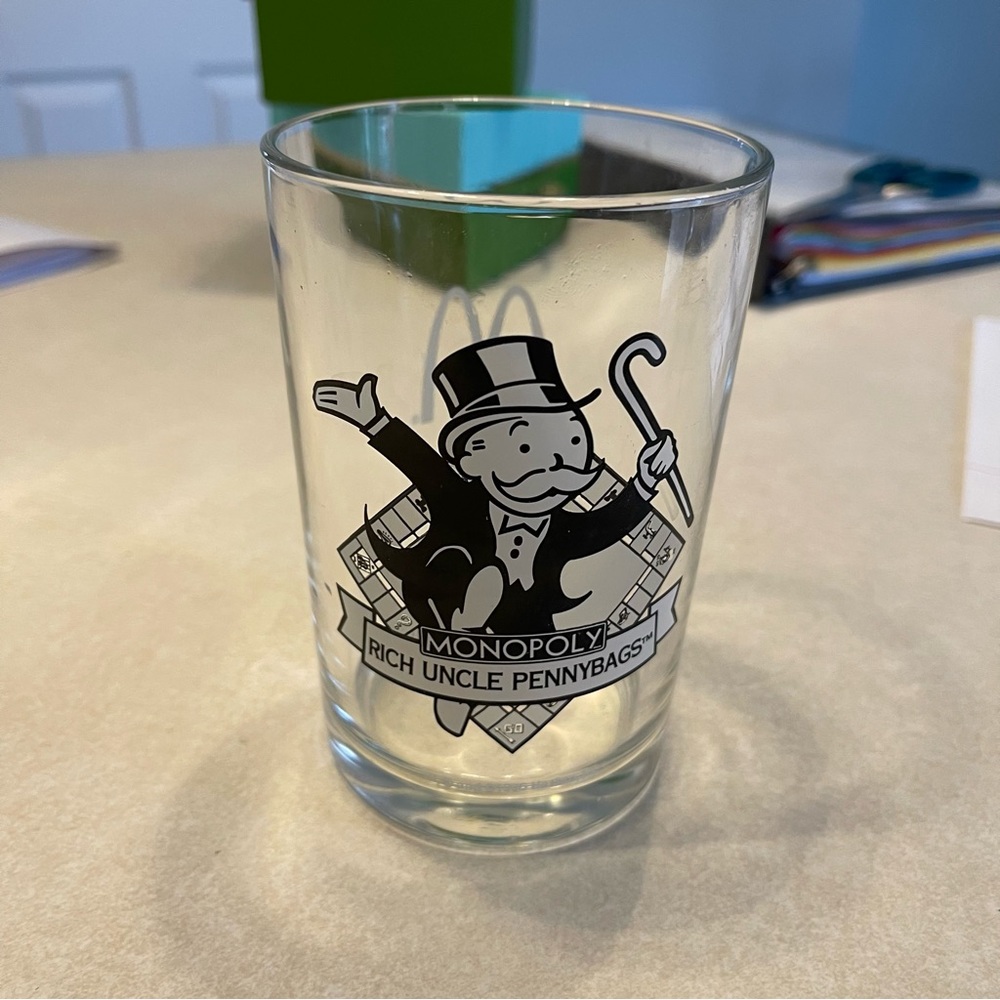 Vintage 1996 McDonalds Monopoly Rich Uncle Pennybags Glass AUCT#10252.